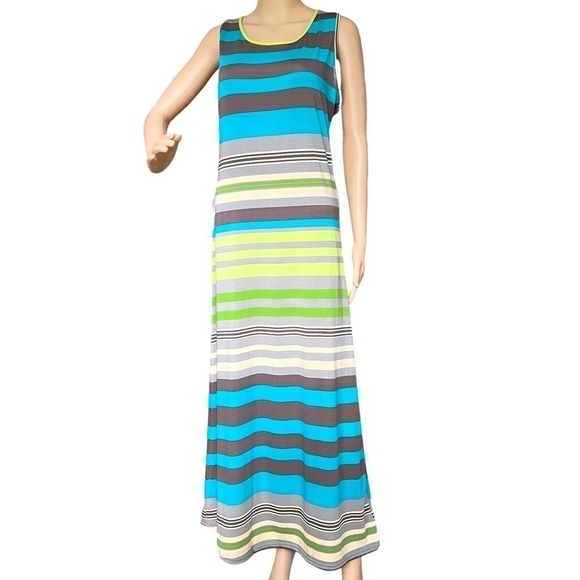 Paradise Dresses & Skirts - Paradise Women’s Maxi Sleeveless Dress Size L Multicolored Teal Brown Gray